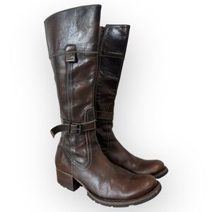 Vintage Y2K Knee-High Zippered Leather Grunge Distressed Boots